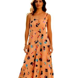 Take Pride Small Women's Peach Sleeveless Maxi BOHO Sun Dress Miss Size 4 6 S